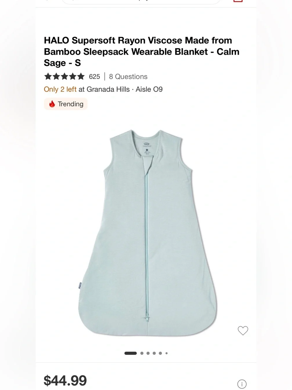 HALO supersoft bamboo viscose sleepsack. New size small 0-6 months